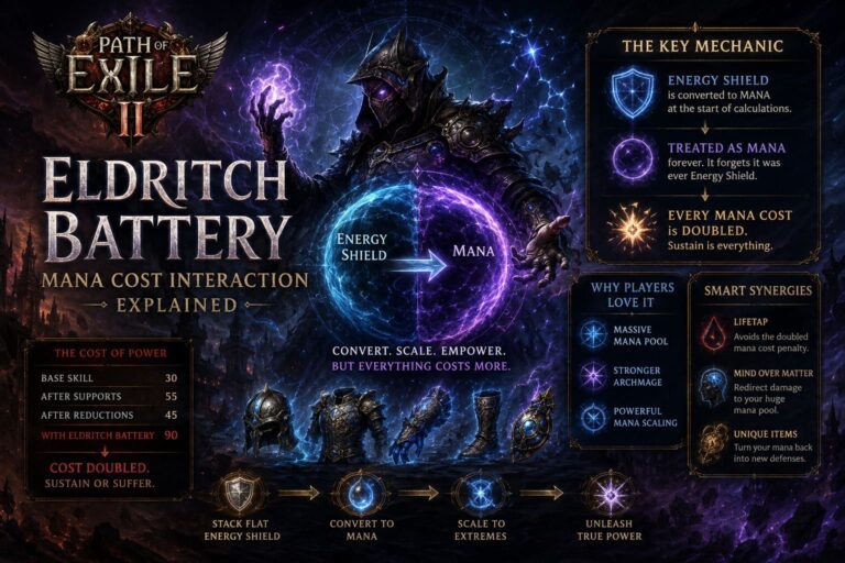 Path of Exile 2 Eldritch Battery Mana Cost Interaction Explained
