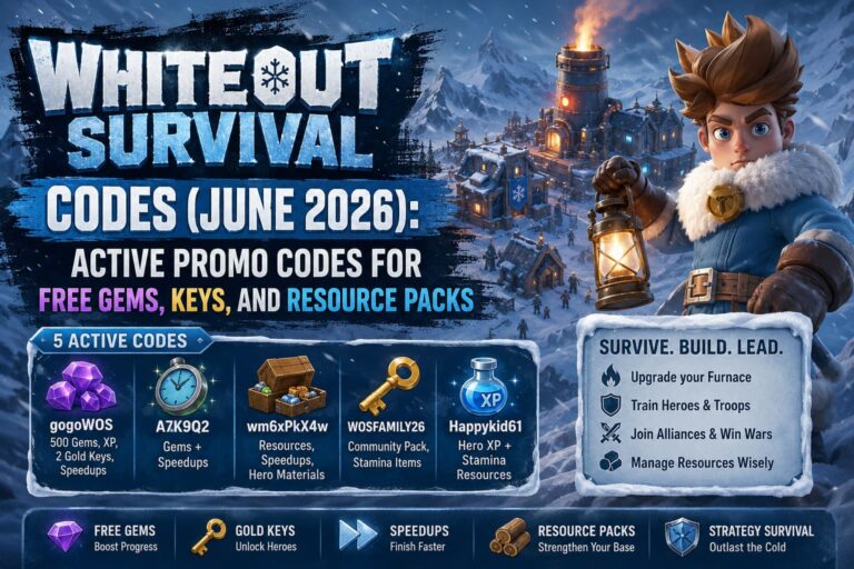 Whiteout Survival Codes (June 2026): Active Promo Codes for Free Gems, Keys, and Resource Packs