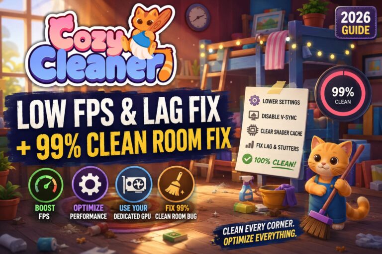 Cozy Cleaner Low FPS Lag Fix Optimization Patch & Stuck at 99% Clean Room Fix (2026 Guide)