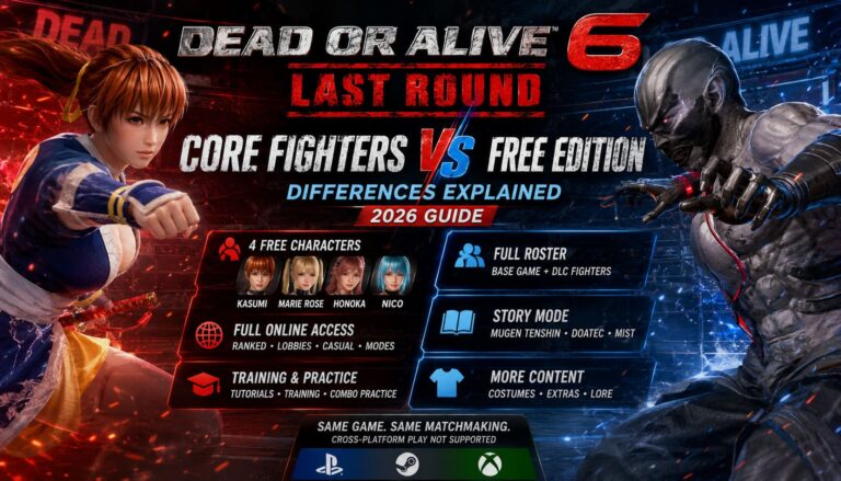 Dead or Alive 6 Last Round Core Fighters vs Free Edition Differences Explained (2026 Guide)