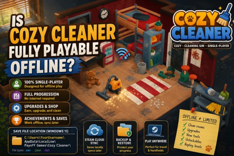 Is Cozy Cleaner Playable Offline? Single-Player Mode and Save Game File Location Guide for Windows 11 (2026 Release)