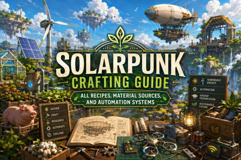 Solarpunk Crafting Guide: All Recipes, Material Sources, and Automation Systems