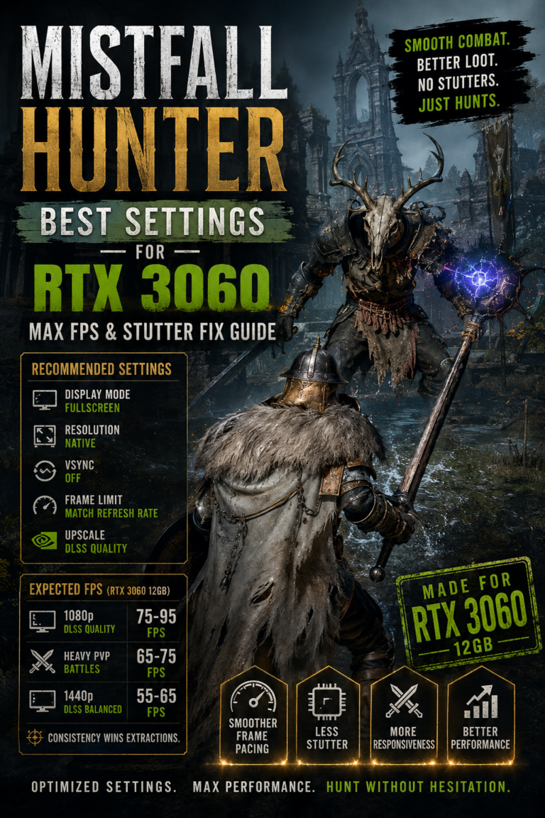 Mistfall Hunter Best Settings for RTX 3060: Max FPS and Stutter Fix Guide
