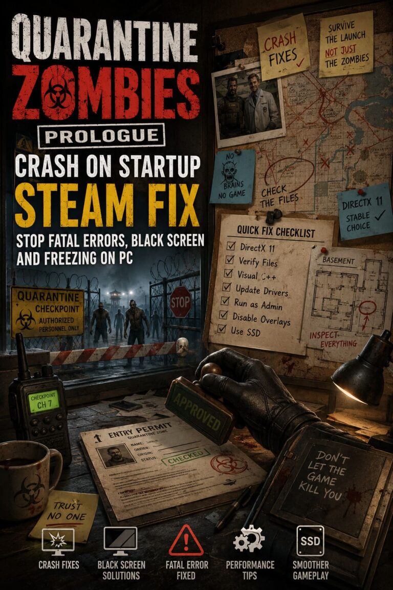 Quarantine Zombies Prologue Crash on Startup Steam Fix: How to Stop Fatal Errors, Black Screen, and Freezing on PC