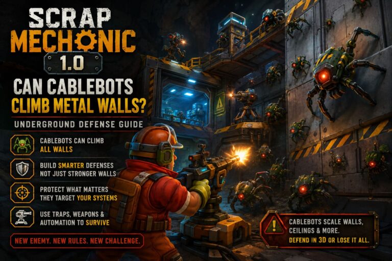Scrap Mechanic 1.0: Can Cablebots Climb Metal Walls? Underground Defense Guide