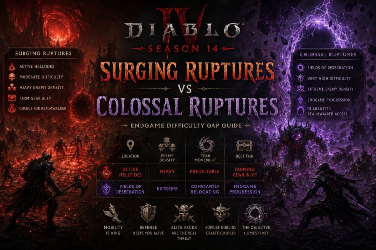 Diablo 4 Season 14 Surging Ruptures vs Colossal Ruptures: Endgame Difficulty Gap Guide