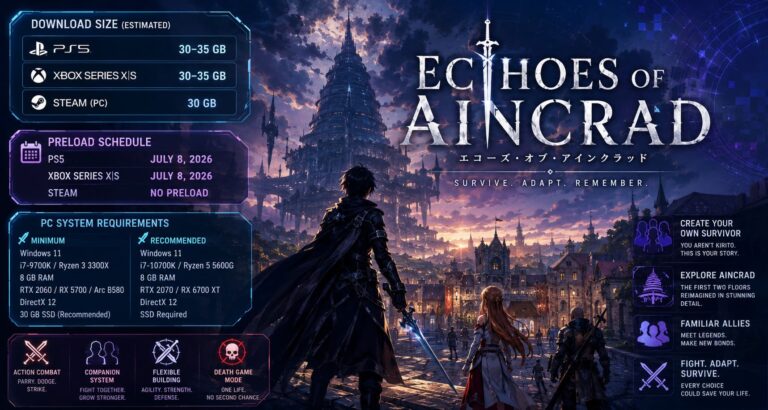 Echoes of Aincrad Download Size: PS5, Xbox, and Steam Requirements, Story, and Lore Explained (2026)