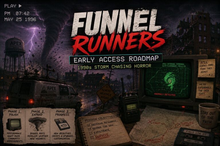 Funnel Runners Early Access Roadmap: 1990s Retro Storm Chasing Lore & Game Updates Explained