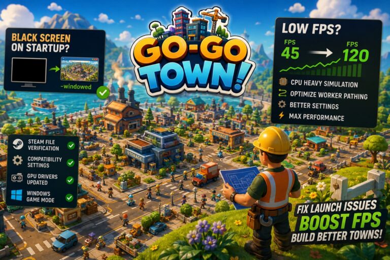 Go-Go Town Black Screen on Startup & Low FPS: Complete PC Fix Guide
