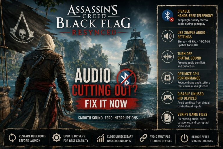 How to Fix Assassin’s Creed Black Flag Resynced Audio Cutting Out on Bluetooth Headphones