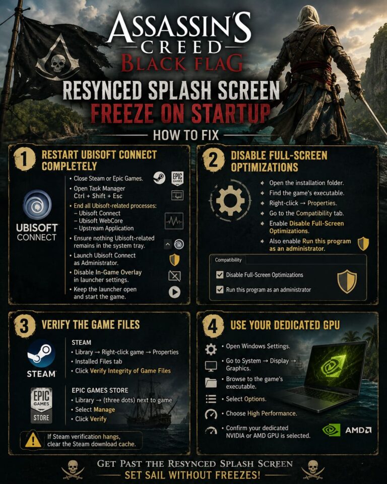 How to Fix Assassin's Creed Black Flag Resynced Splash Screen Freeze on ...