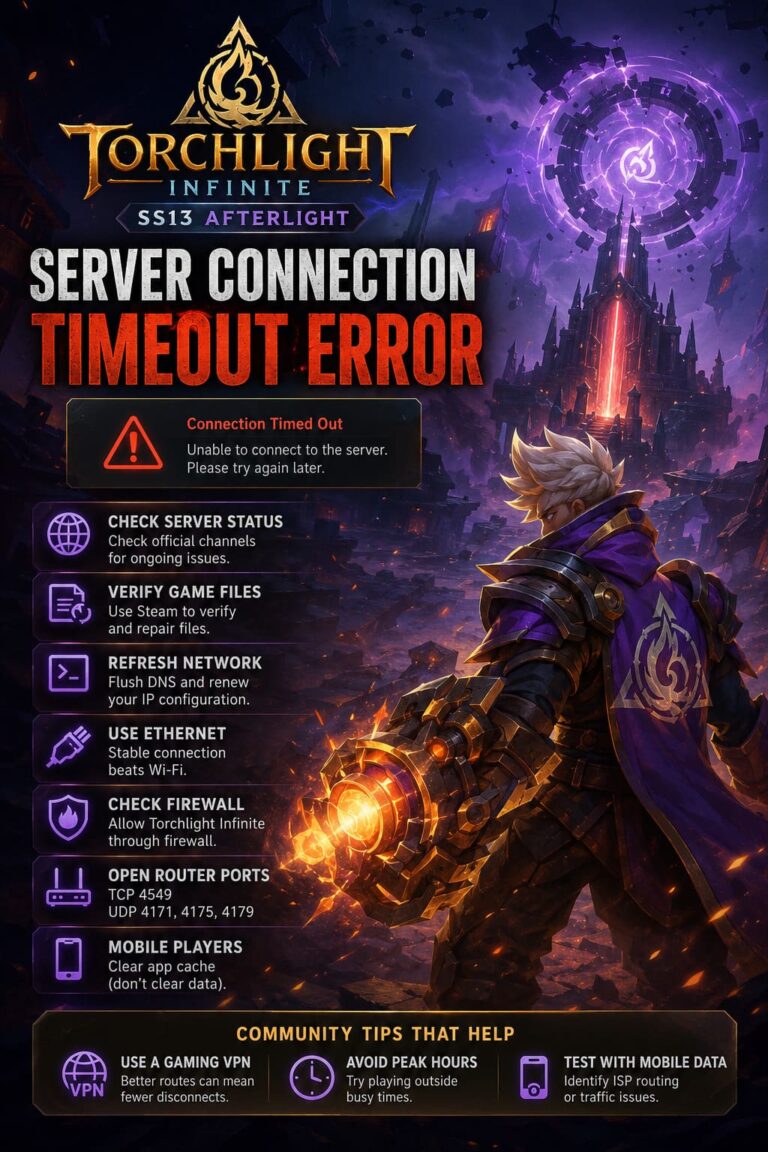 How to Fix Torchlight Infinite SS13 Afterlight Server Connection Timeout Error