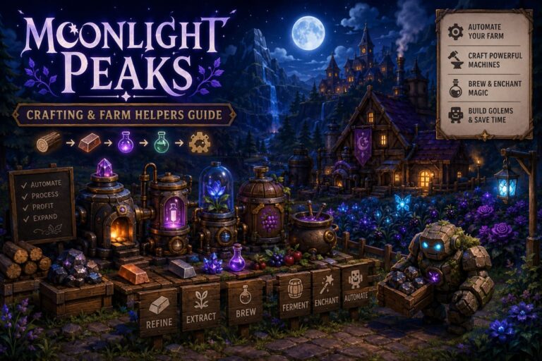 Moonlight Peaks Crafting & Farm Helpers Guide