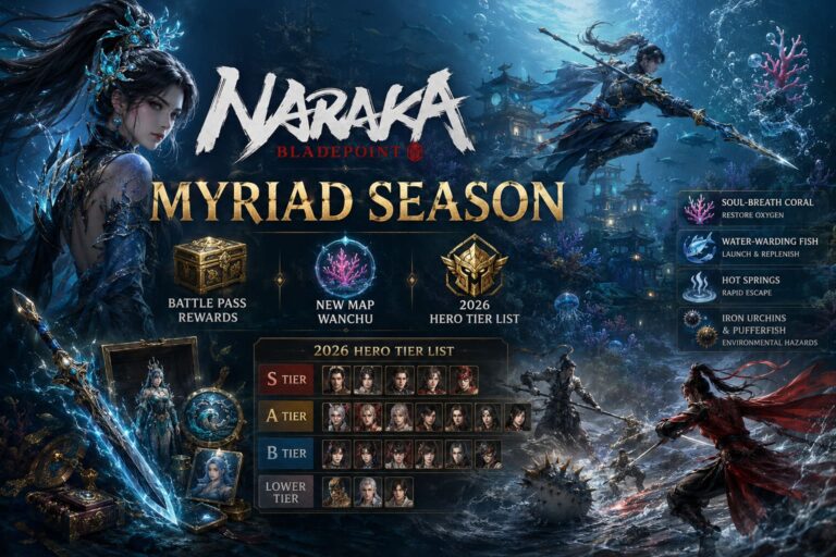 Naraka Bladepoint Myriad Season: Battle Pass Rewards, Wanchu Map, and 2026 Hero Tier List