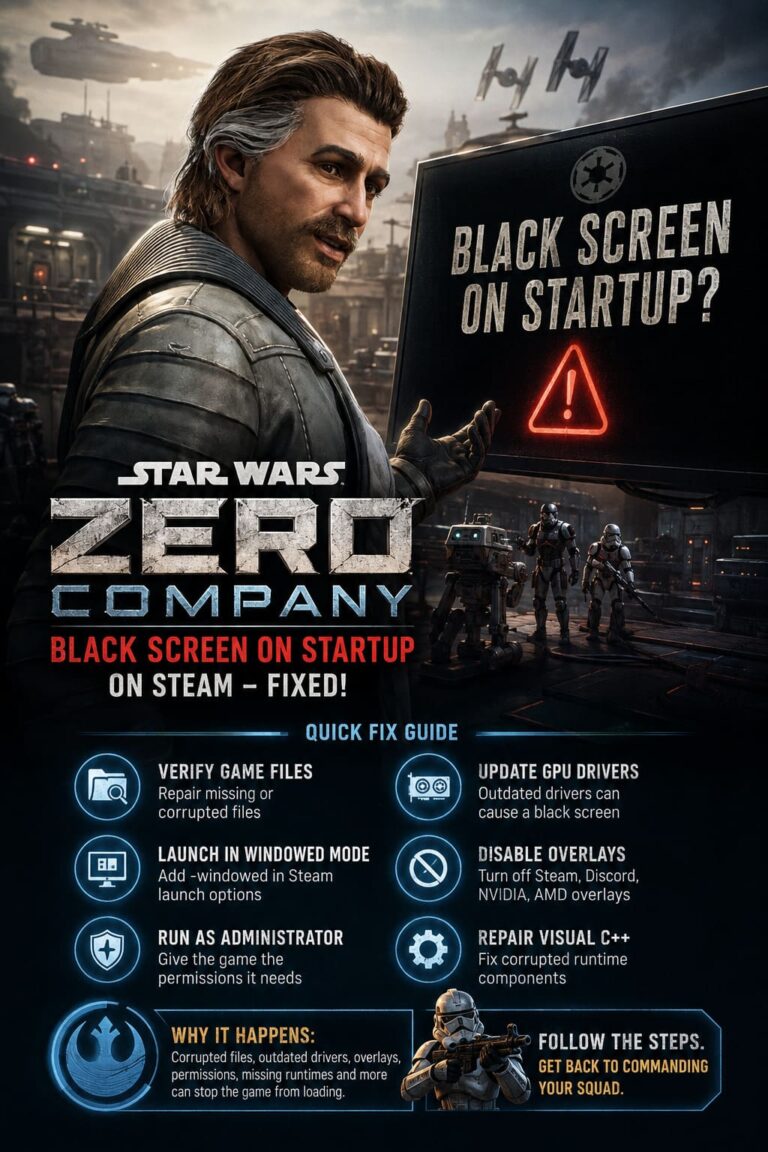 How to Fix Star Wars Zero Company Black Screen on Startup on Steam