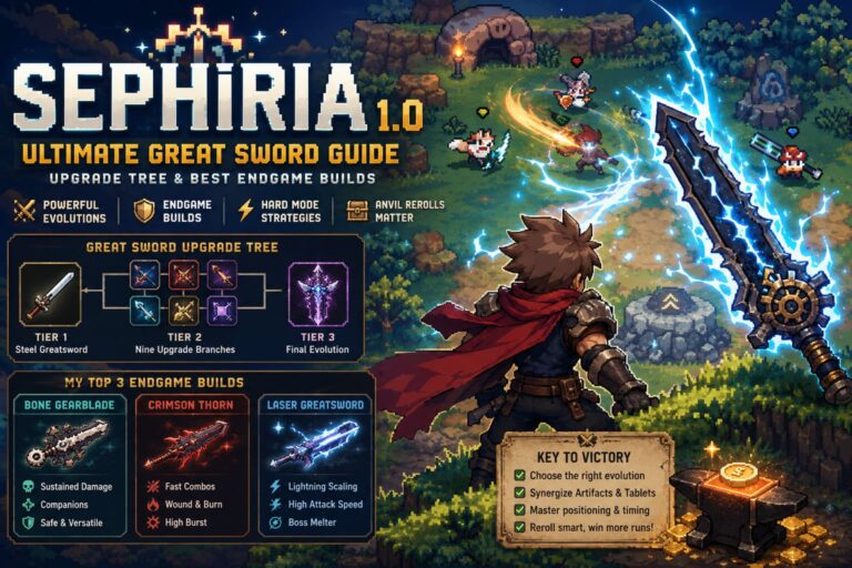 Sephiria 1.0 Ultimate Great Sword Upgrade Tree and Best Endgame Builds Guide