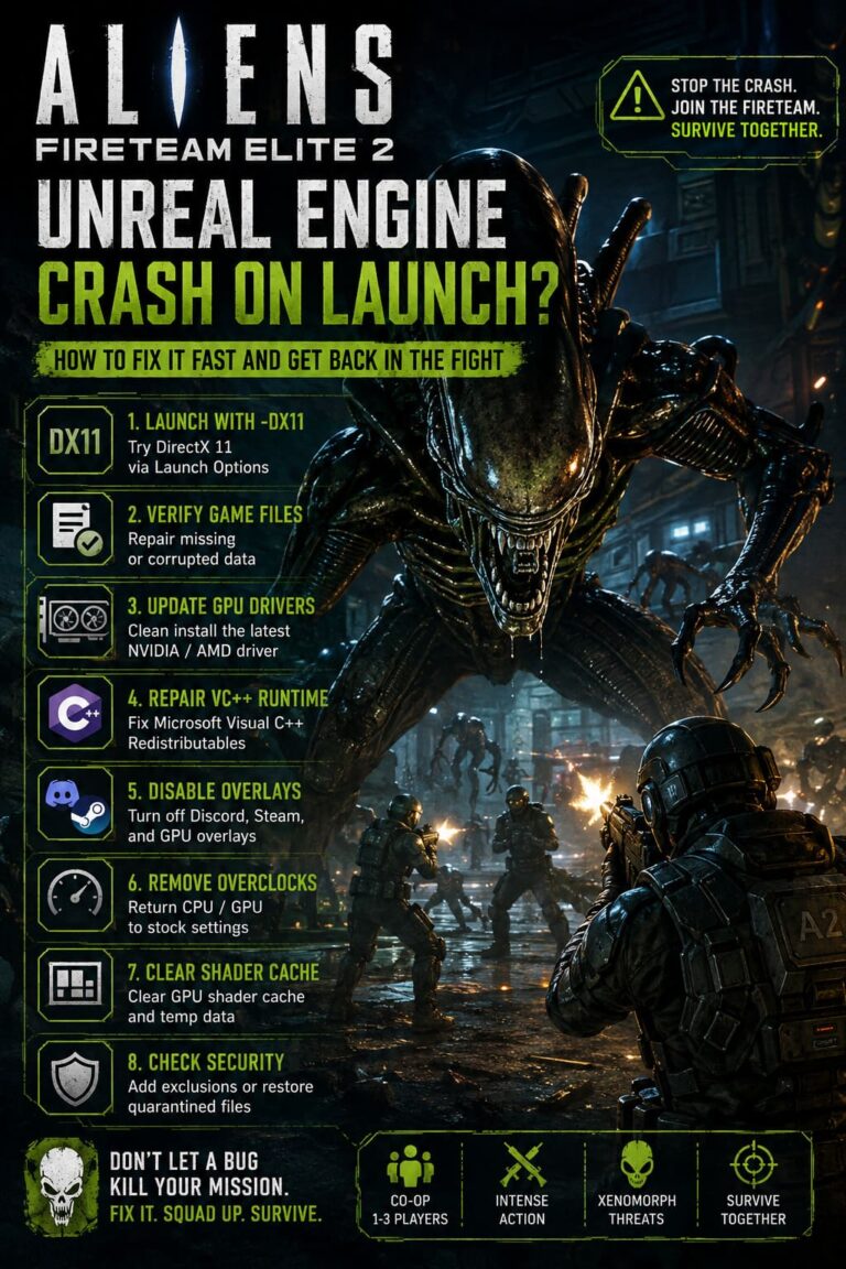 How to Fix Aliens: Fireteam Elite 2 Unreal Engine Crash on Launch