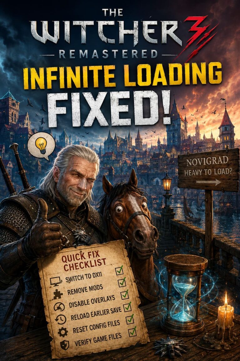 How to Fix The Witcher 3 Remastered Infinite Loading Screen in Novigrad