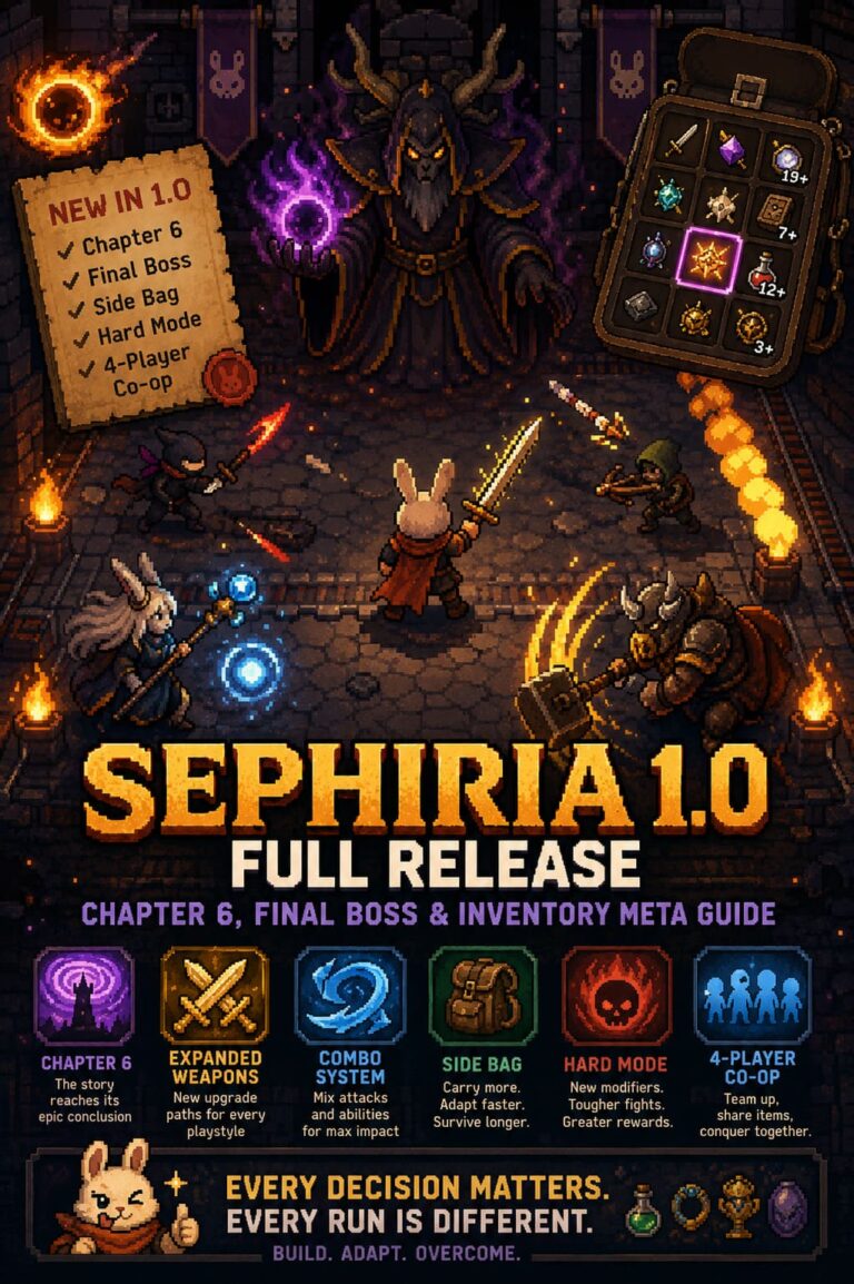 Sephiria 1.0 Full Release Patch Notes: Chapter 6, Final Boss, and Inventory Meta Guide