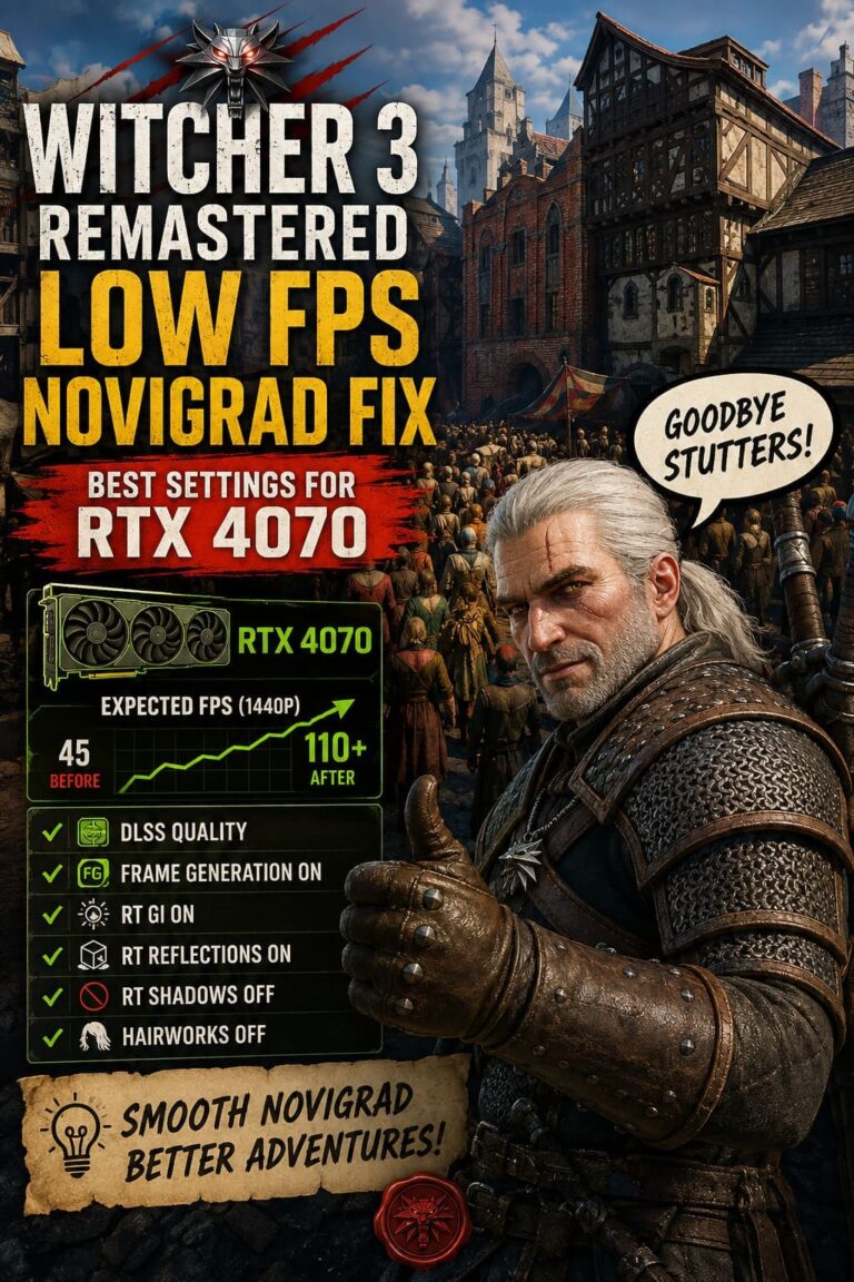 Witcher 3 Remastered Low FPS Novigrad Fix: Best Settings for RTX 4070
