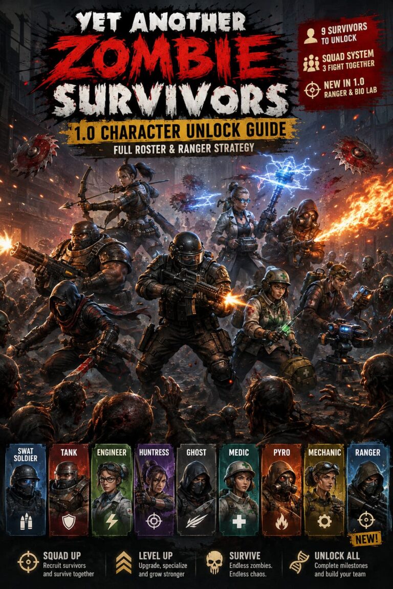 Yet Another Zombie Survivors 1.0 Character Unlock Guide: Full Roster & Ranger Strategy
