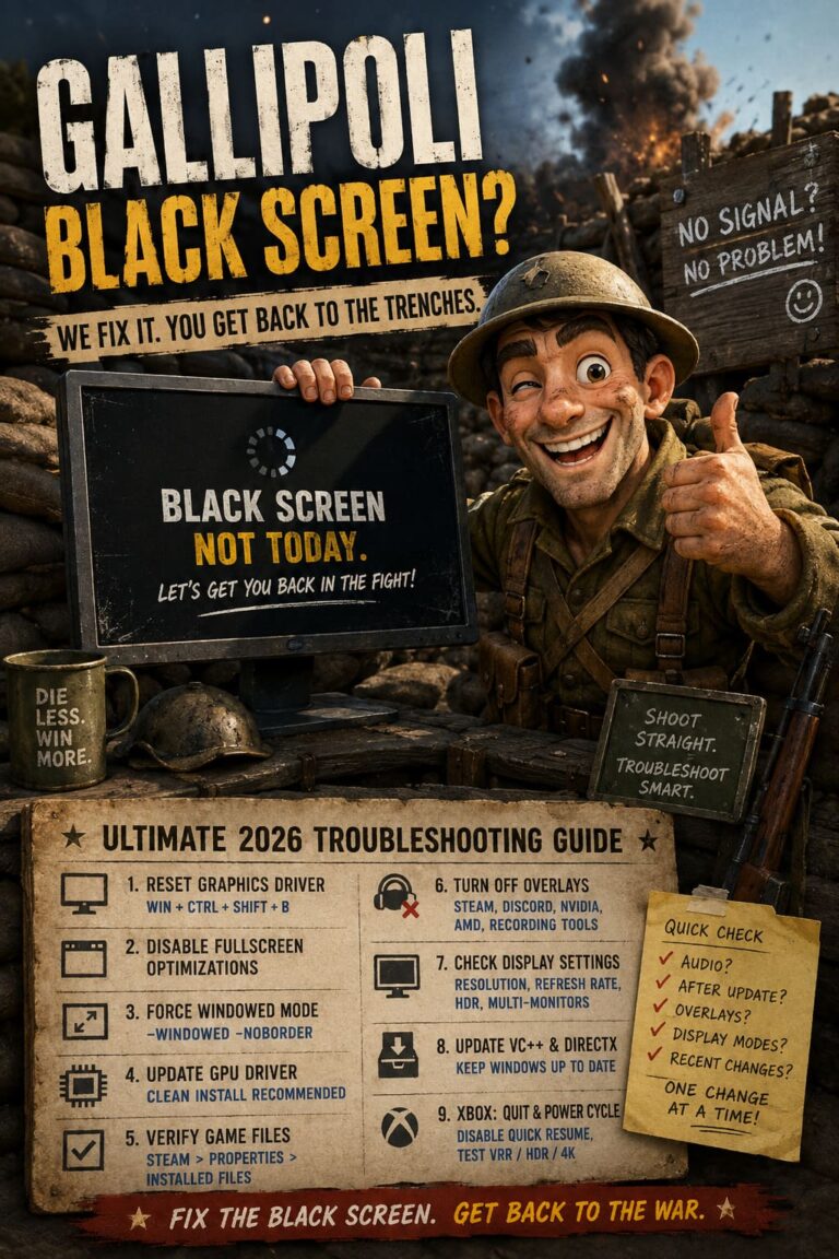 How to Fix Gallipoli Game Black Screen: Ultimate 2026 Troubleshooting Guide for PC and Xbox