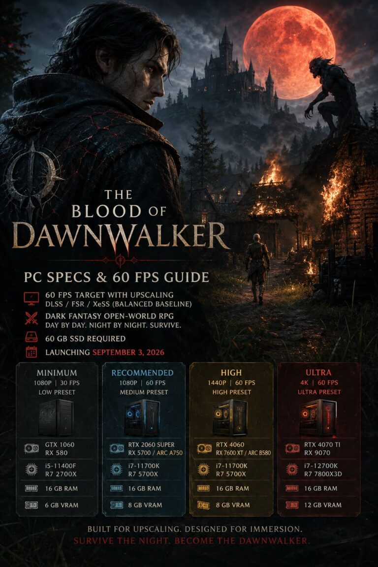 The Blood of Dawnwalker PC Specs and Upscaling Guide: Recommended Settings for 60 FPS