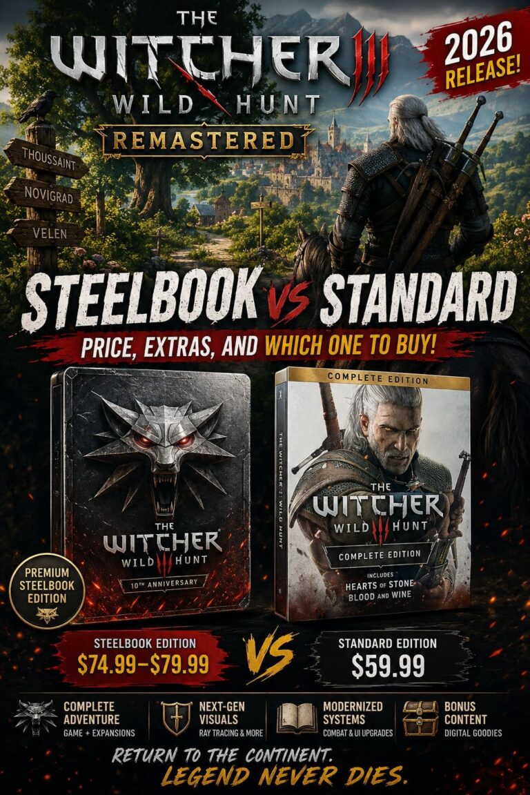 The Witcher 3 Remastered Physical Steelbook Price vs Standard Edition (2026 Release)