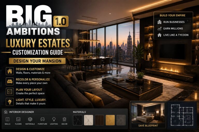 Big Ambitions 1.0 Luxury Estates Customization Guide: Design Your Mansion