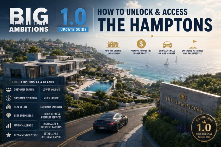 Big Ambitions 1.0 Update Guide: How to Unlock and Access The Hamptons District