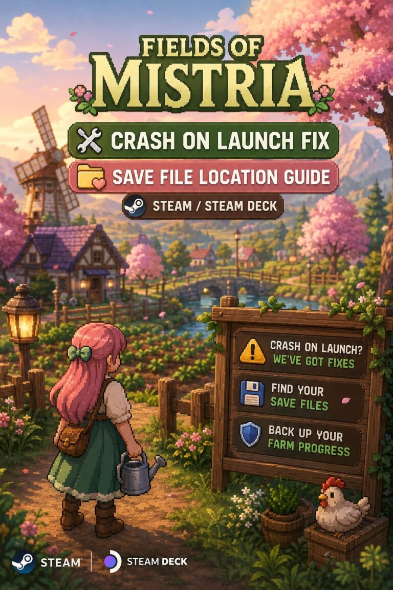 Fields of Mistria Crash on Launch Fix & Save File Location Guide (Steam/Steam Deck)