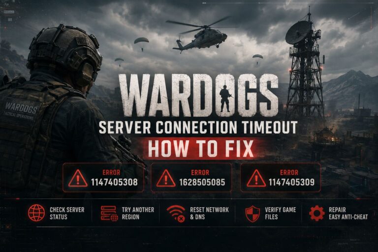 How to Fix WARDOGS Server Connection Timeout and Error Codes 1147405308, 1628505085, 1147405309