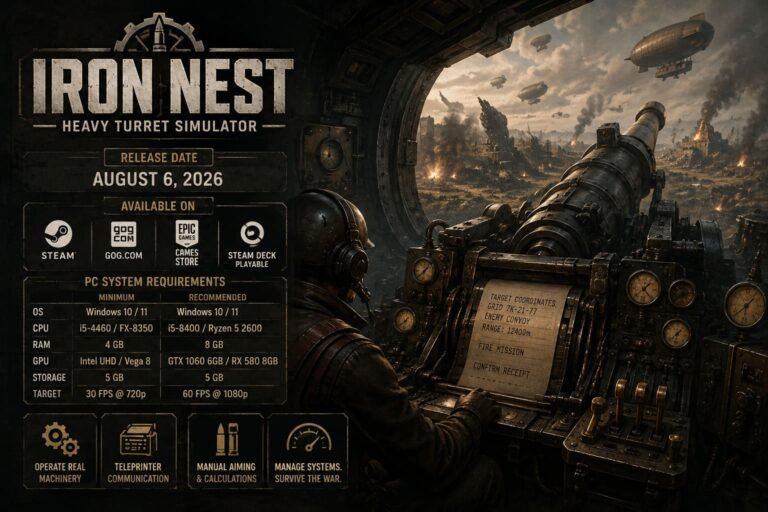 IRON NEST Heavy Turret Simulator PC Download, Release Date, and System Requirements (2026)