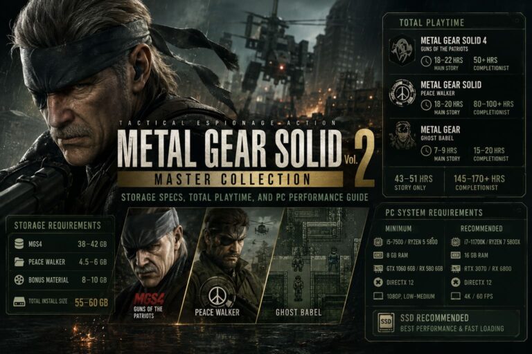 Metal Gear Solid Master Collection Vol 2: Storage Specs, Total Playtime, and PC Performance Guide