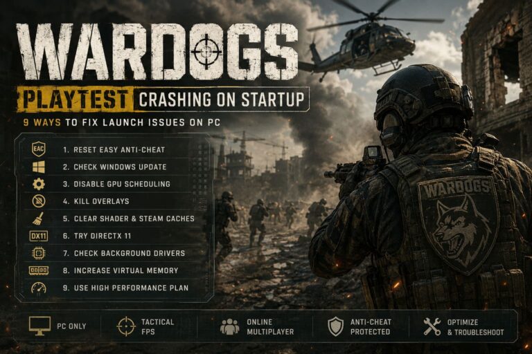 WARDOGS Playtest Crashing on Startup: 9 Ways to Fix Launch Issues on PC