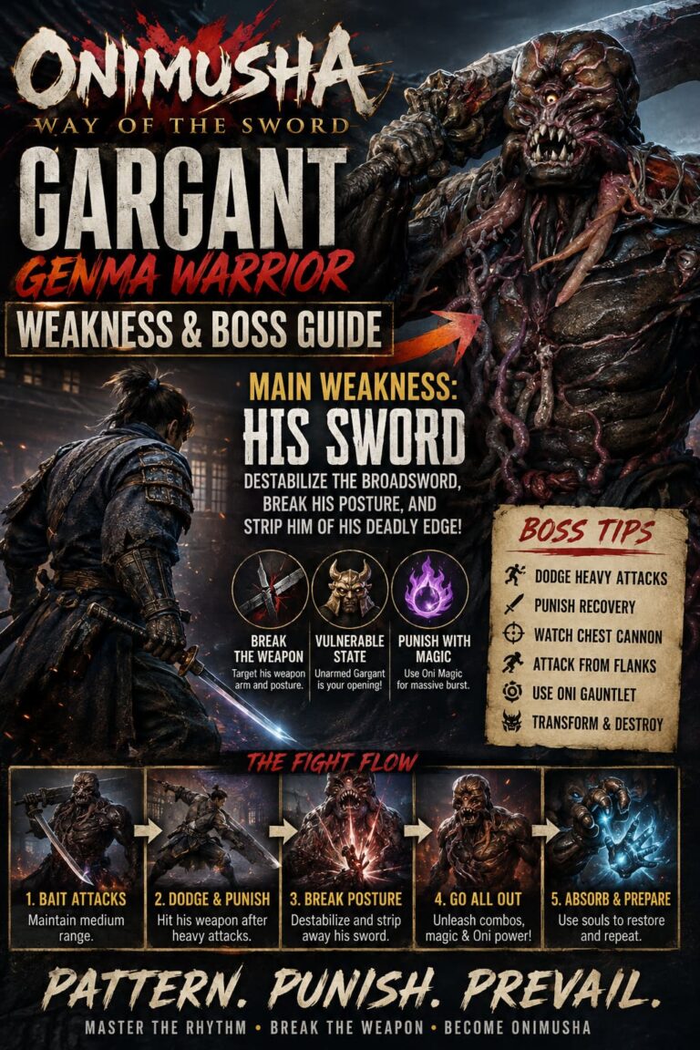 Onimusha Way of the Sword Gargant Genma Warrior Weakness and Boss Guide