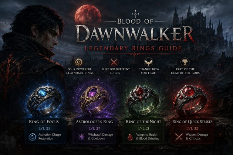 Blood of Dawnwalker Legendary Rings Guide: Ring of Focus, Astrologer’s, Night & Quick Strikes Stats