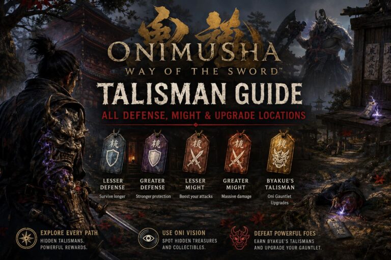 Onimusha: Way of the Sword Talisman Guide – All Defense, Might & Upgrade Locations