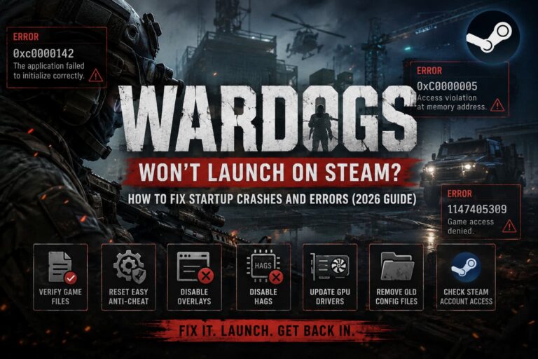 WARDOGS Won’t Launch on Steam: How to Fix Startup Crashes and Errors (2026 Guide)